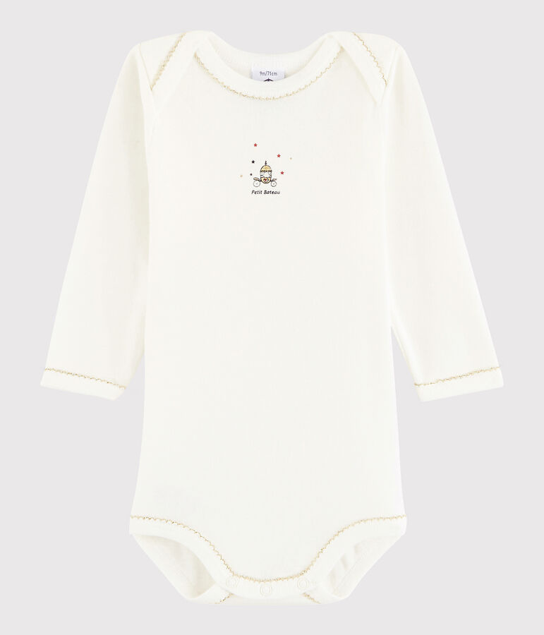 Body manches longues b&eacute;b&eacute; fille blanc Lait
