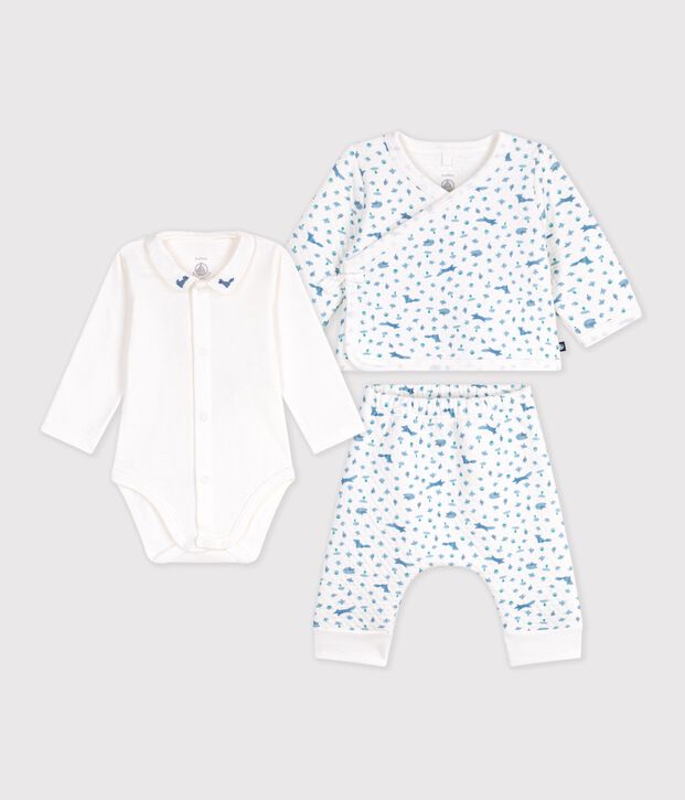 Ensemble b&eacute;b&eacute; en coton &agrave; col imprim&eacute; renard blanc/multicouleur