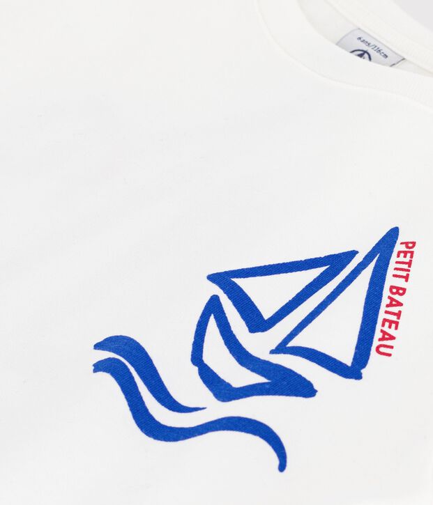Tee-shirt enfant manches courtes imprim&eacute; blanc