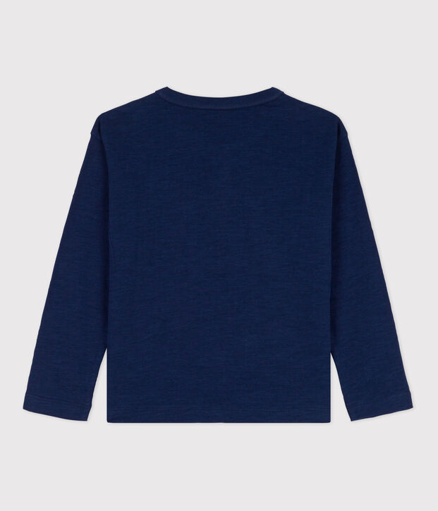 Tee-shirt manches longues en coton enfant gar&ccedil;on bleu