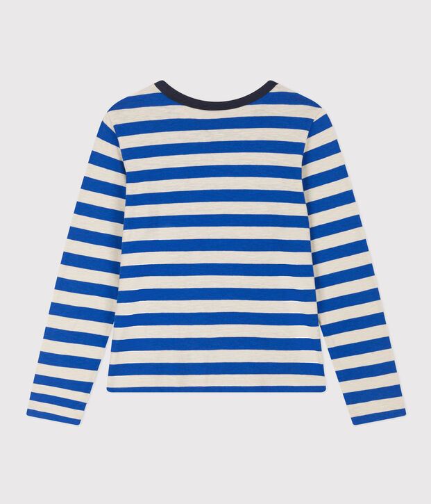 Tee-shirt LE DROIT col rond en coton Femme bleu/gris