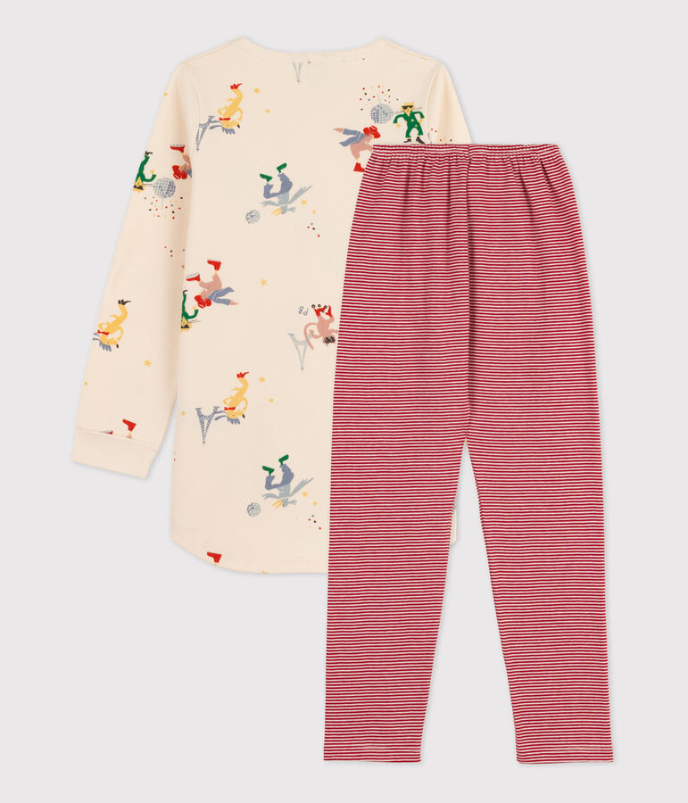 Chemise de nuit phosphorescente petite fille en molleton et en coton &eacute;cru/multicouleur