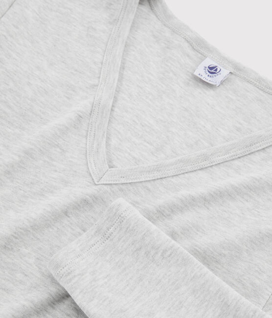 T-shirt col V iconique en coton Femme gris BELUGA CHINE