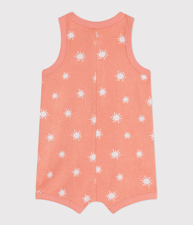 Combicourte b&eacute;b&eacute; en coton &eacute;ponge sans manches, imprim&eacute;e soleils orange/blanc
