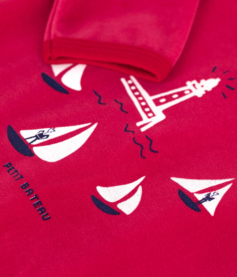 Pyjama b&eacute;b&eacute; en velours ouverture au dos rouge CORRIDA