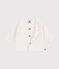 Cardigan bébé tricot point mousse en coton blanc MARSHMALLOW