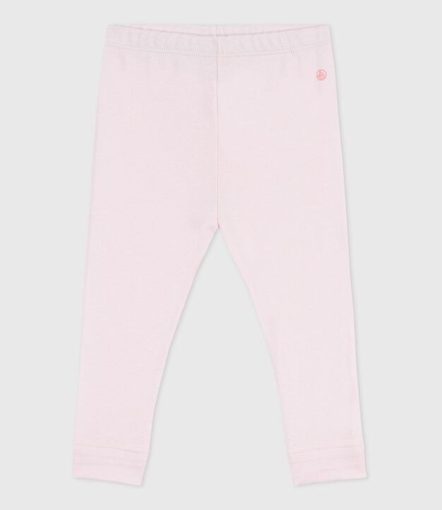 Legging b&eacute;b&eacute; en coton uni rose clair