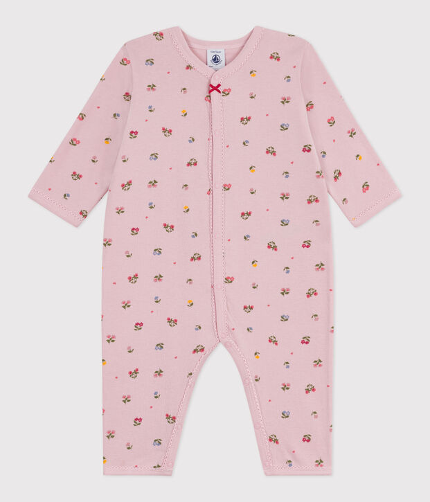 Pyjama b&eacute;b&eacute; en coton sans pieds imprim&eacute; fleuri rose/multicouleur