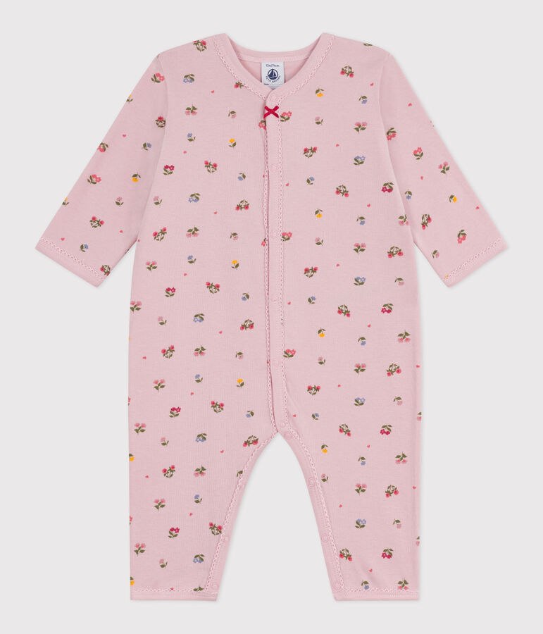 Pyjama b&eacute;b&eacute; en coton sans pieds imprim&eacute; fleuri rose JOLI/blanc MULTICO