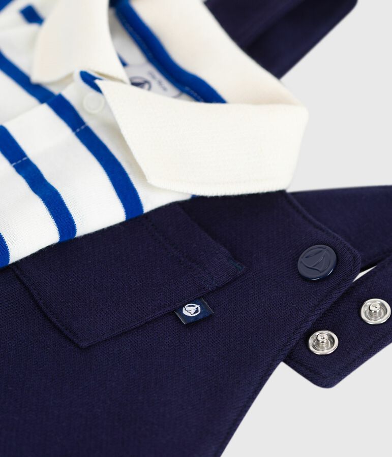 Ensemble cadeau b&eacute;b&eacute; en coton : salopette et body multicouleur