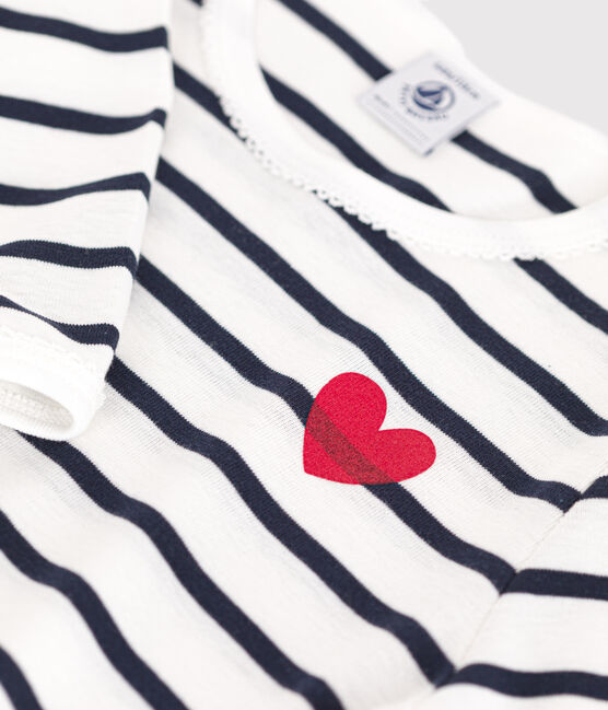Chemise de nuit en coton rayé enfant blanc MARSHMALLOW/bleu SMOKING