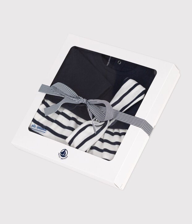 Ensemble robe manches longues en tubique et coton et bandeau en c&ocirc;te assorti b&eacute;b&eacute; multicouleur