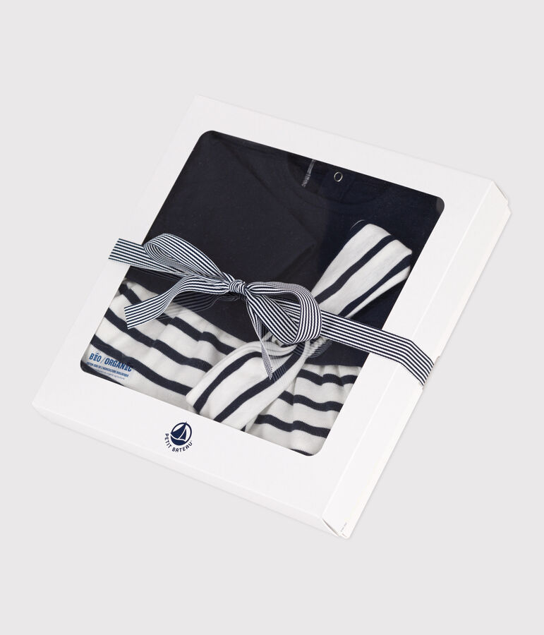 Ensemble robe manches longues en tubique et coton et bandeau en c&ocirc;te assorti b&eacute;b&eacute; variante 1