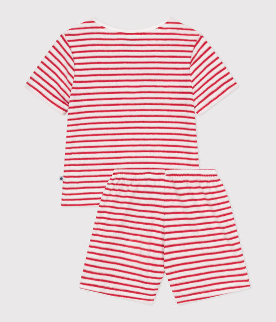 Pyjama short enfant en coton à rayures rouge MARSHMALLOW/ SPI