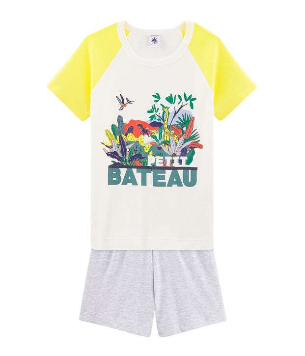 Pyjacourt petit gar&ccedil;on en c&ocirc;te blanc/multicouleur