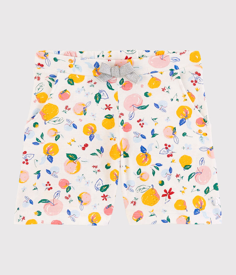 Short en coton enfant fille blanc MARSHMALLOW/blanc MULTICO