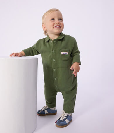 Combinaison longue b&eacute;b&eacute; en coton uni