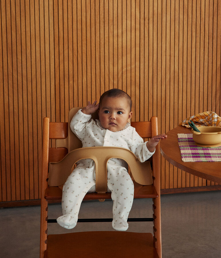 Pyjama en velours b&eacute;b&eacute; blanc MARSHMALLOW/blanc MULTICO