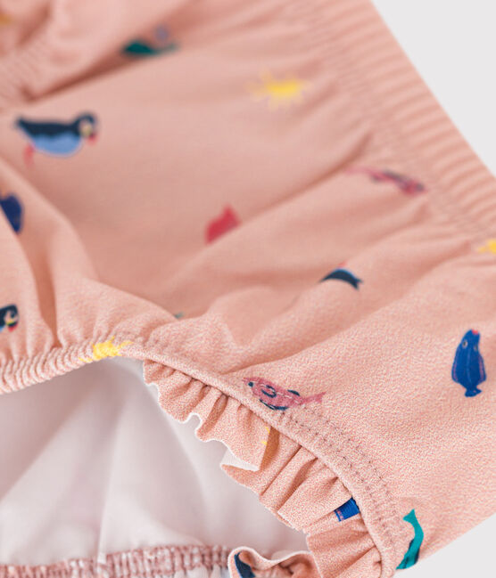 Culotte de bain bébé en matière recyclée rose SALINE/blanc MULTICO