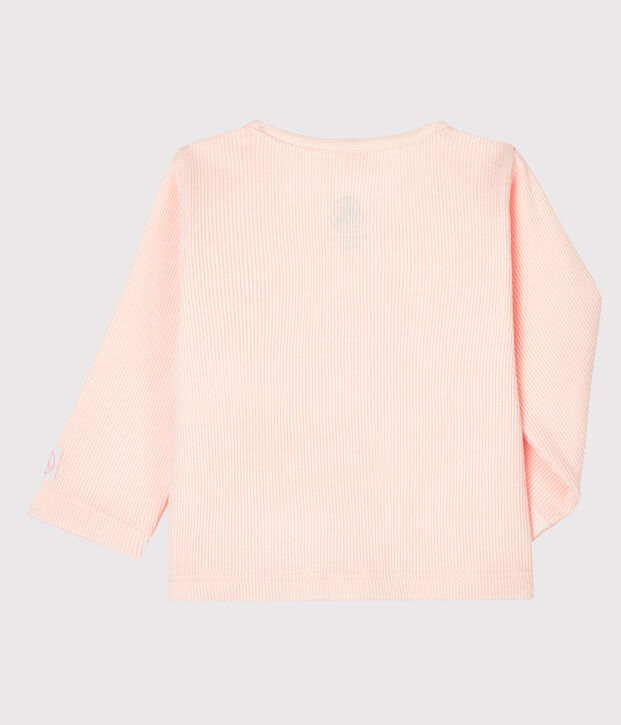 Cardigan b&eacute;b&eacute; en c&ocirc;te 2x2 rose clair
