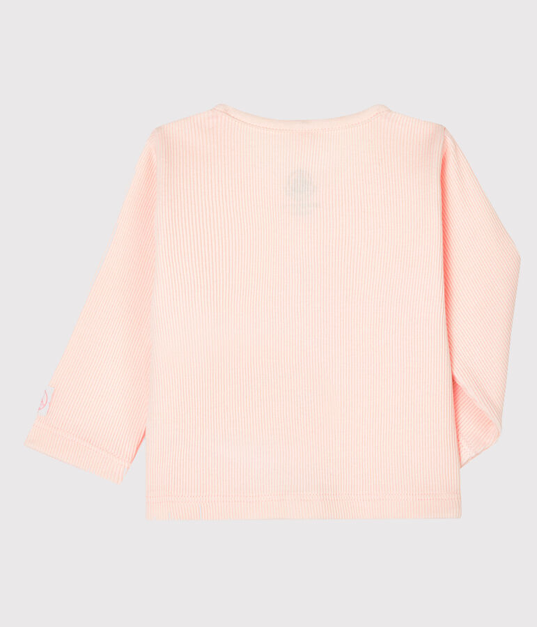 Cardigan b&eacute;b&eacute; en c&ocirc;te 2x2 rose