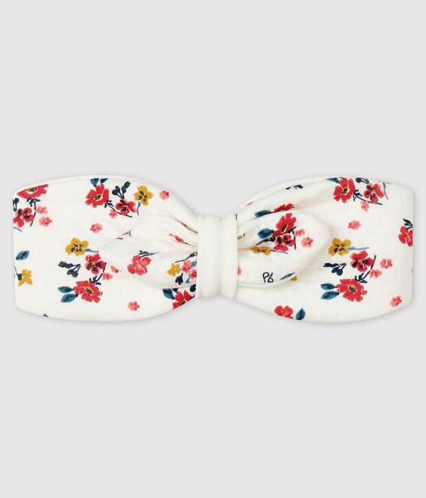 Bandeau fleuri b&eacute;b&eacute; fille blanc/multicouleur