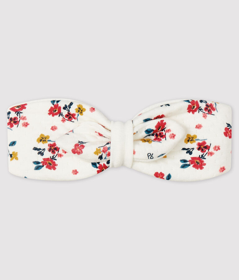 Bandeau fleuri b&eacute;b&eacute; fille blanc MARSHMALLOW/blanc MULTICO