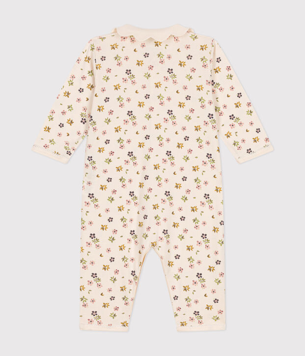Pyjama sans pieds imprim&eacute; fleurs en coton b&eacute;b&eacute; &eacute;cru/multicouleur