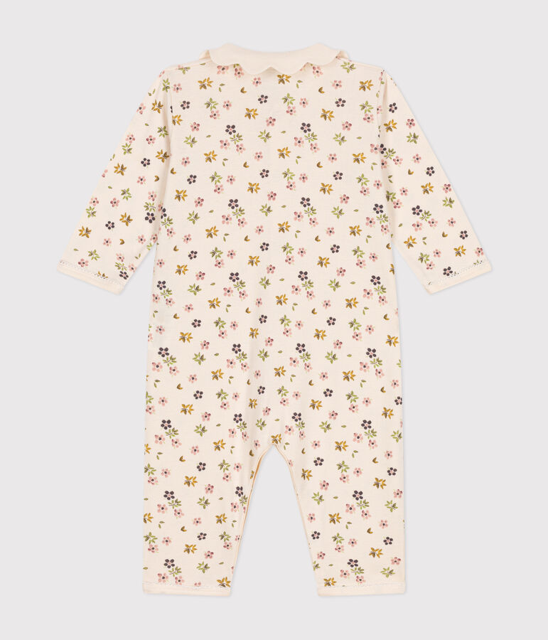 Pyjama sans pieds imprim&eacute; fleurs en coton b&eacute;b&eacute; blanc AVALANCHE/ MULTICO