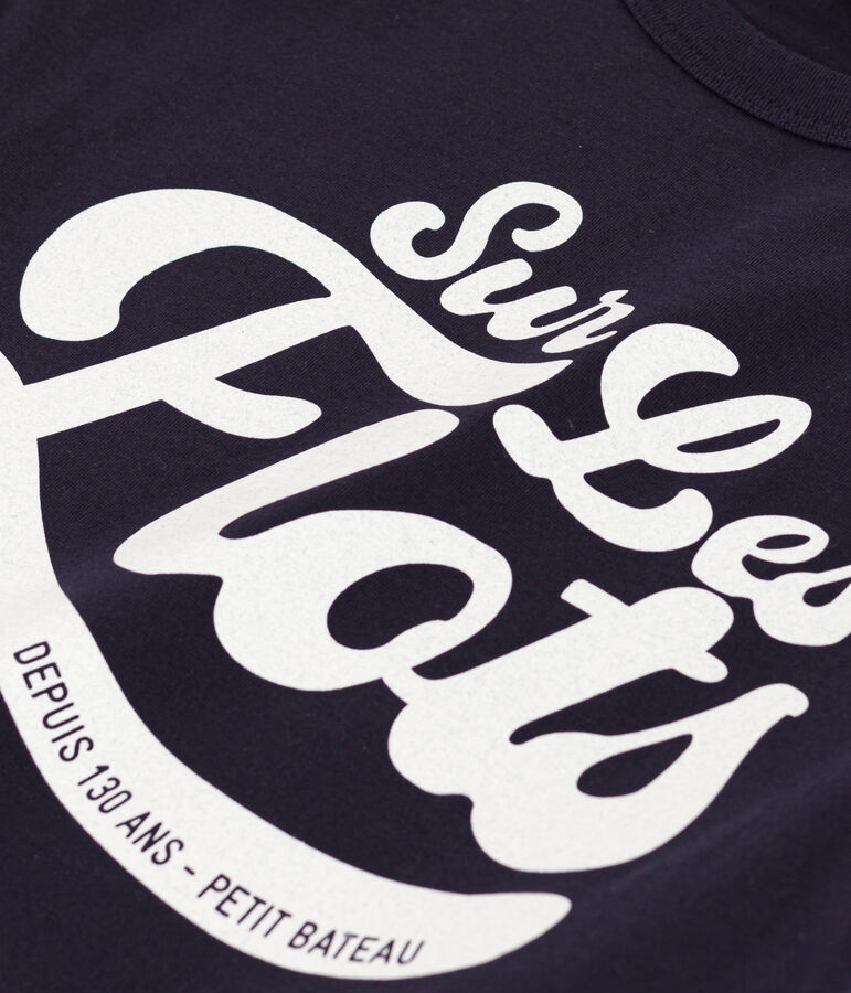 Tee-shirt manches courtes en coton enfant gar&ccedil;on bleu