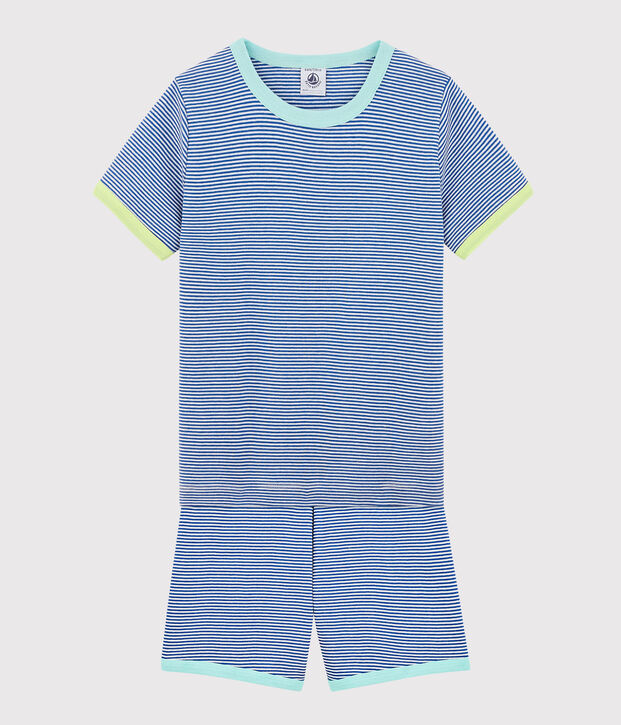 Pyjacourt petit gar&ccedil;on en c&ocirc;te bleu/blanc