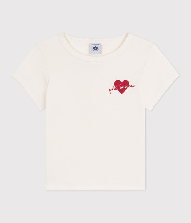 Tee-shirt enfant &agrave; manches courtes imprim&eacute; blanc cass&eacute;