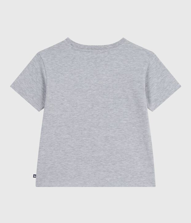 Tee-shirt enfant &agrave; manches courtes imprim&eacute; gris chin&eacute;
