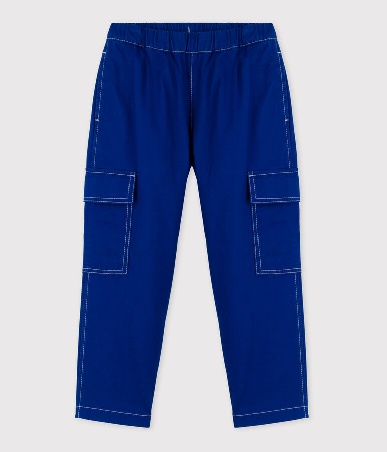 Pantalon cargo en serg&eacute; enfant fille / gar&ccedil;on bleu