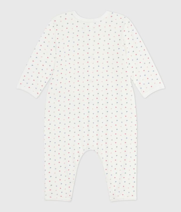 Pyjama b&eacute;b&eacute; sans pieds en coton imprim&eacute; blanc/bleu