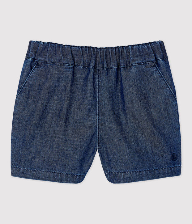 Short en denim l&eacute;ger bio b&eacute;b&eacute; bleu
