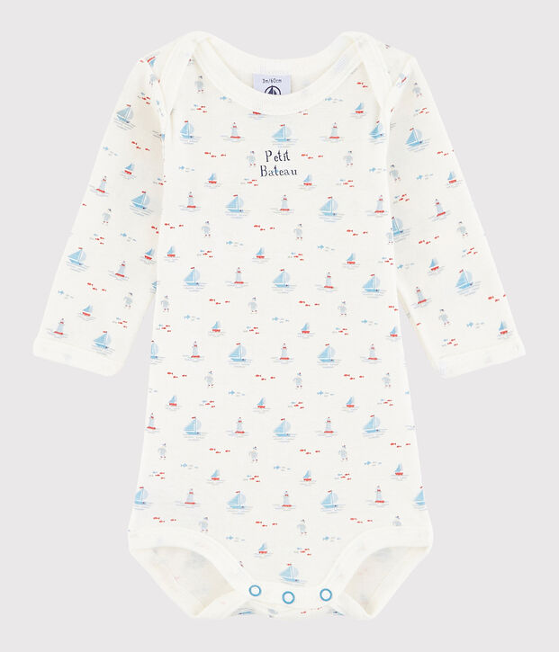 Body manches longues b&eacute;b&eacute; gar&ccedil;on blanc/multicouleur