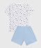 Pyjama short enfant en coton bleu JASMIN/blanc MULTICO