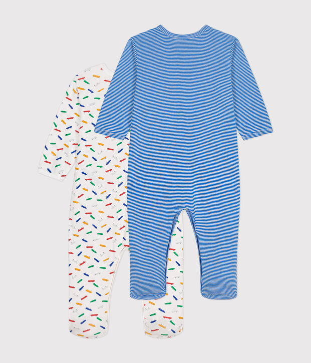 Lot de 2 pyjamas en coton b&eacute;b&eacute; multicouleur