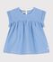 Blouse manches courtes bébé en coton bio bleu BRASIER/gris MARSHMALLOW