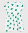 Robe manches courtes en molleton enfant fille blanc MARSHMALLOW/vert GAZON