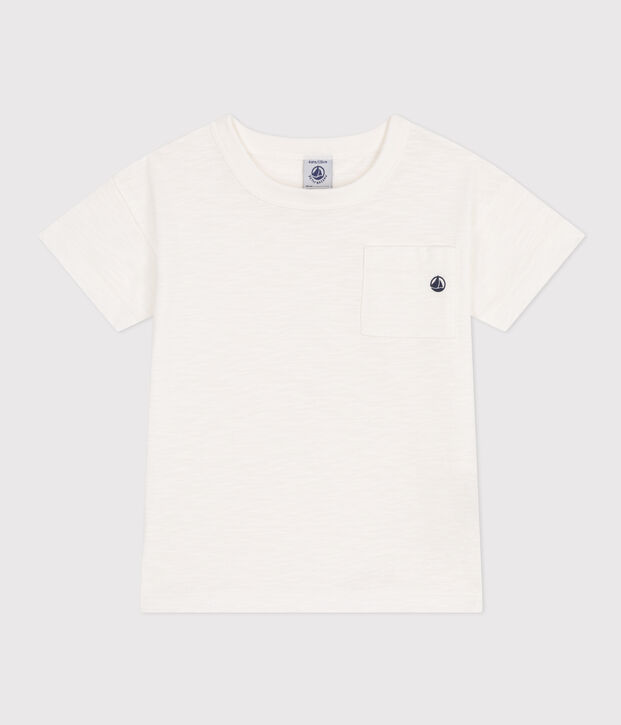 Tee-shirt en jersey flamm&eacute; enfant gar&ccedil;on blanc