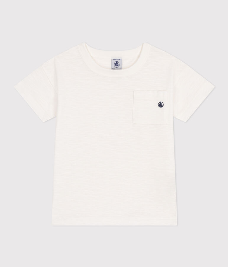 Tee-shirt en jersey flamm&eacute; enfant gar&ccedil;on blanc MARSHMALLOW