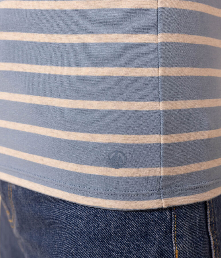 Tee-shirt L'ICONIQUE col rond en coton Femme bleu/beige