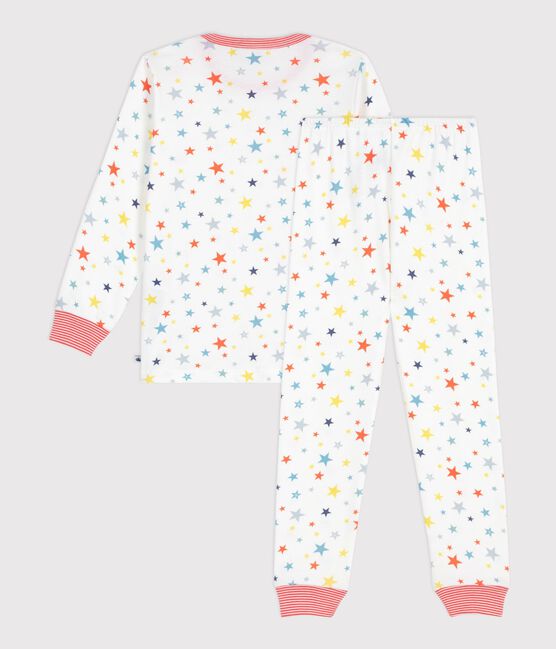 Pyjama enfant en coton imprimé étoiles blanc MARSHMALLOW/blanc MULTICO