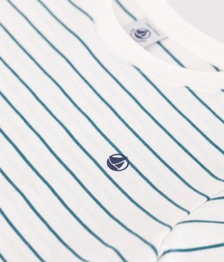 Teeshirt enfant en coton manches courtes &agrave; rayures vert MARSHMALLOW/ DRAGONFLY