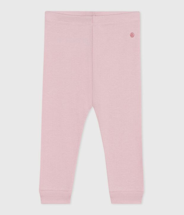 Legging b&eacute;b&eacute; en coton uni rose clair
