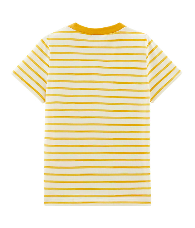 Tee-shirt manches courtes enfant gar&ccedil;on blanc/jaune