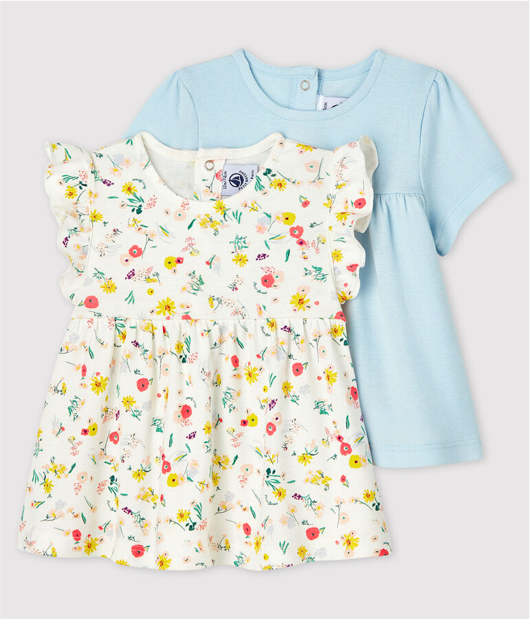 Lot de 2 blouses, unie et imprim&eacute;e, b&eacute;b&eacute; fille variante 1