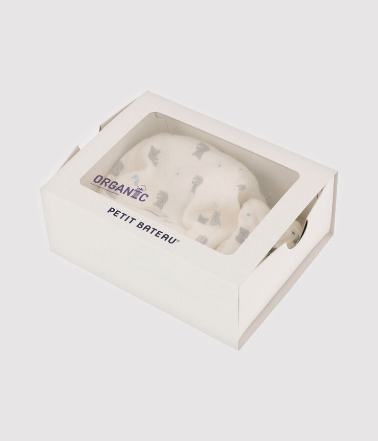 Lot bonnet naissance et moufles b&eacute;b&eacute; en c&ocirc;te variante 2